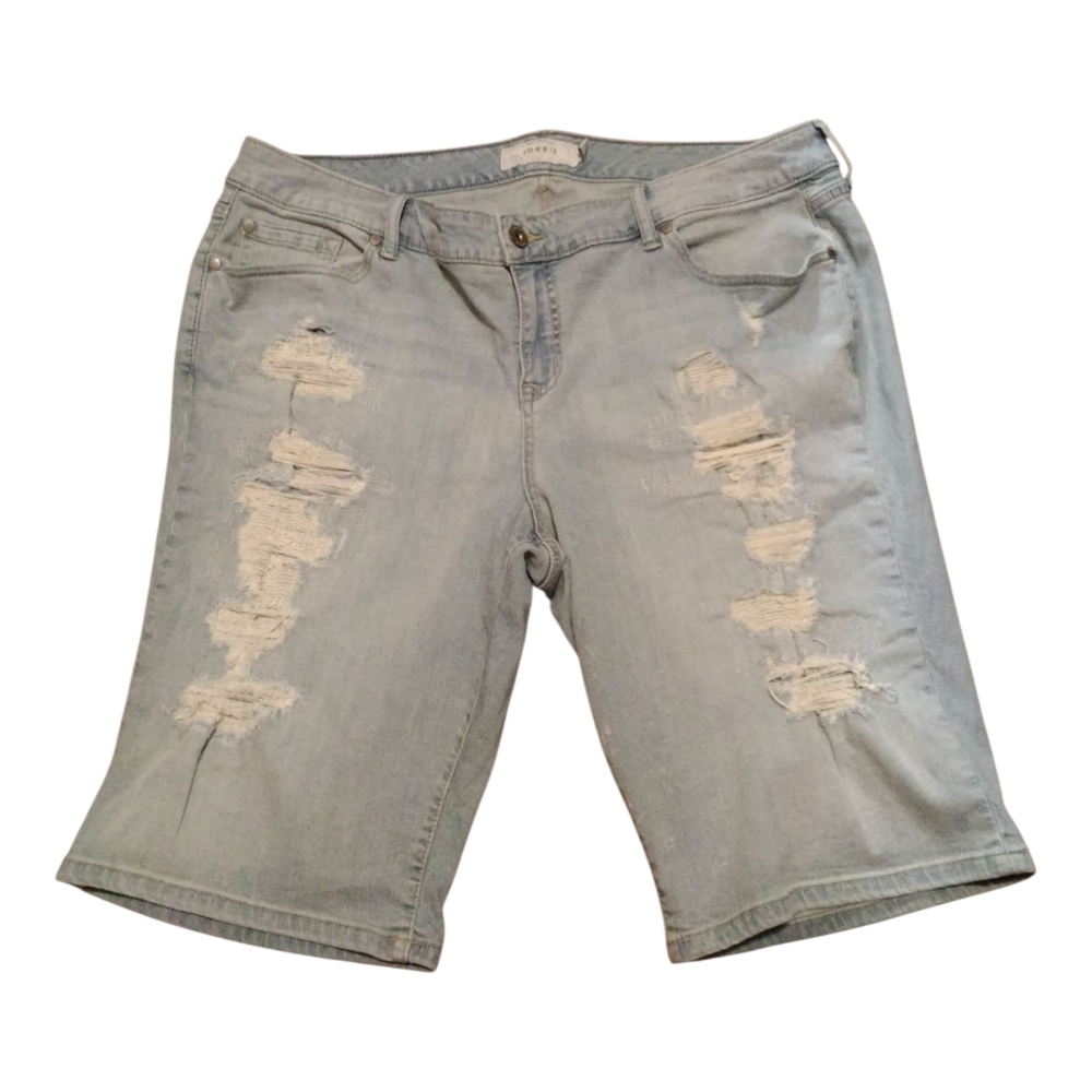 Lane Bryant Blue Jean Shorts Distressed Casual Size20